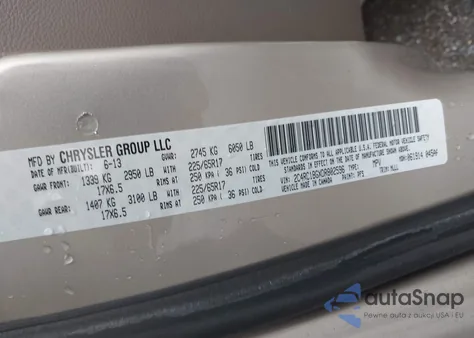 2013 Chrysler Town & Country Touring from USA, damaged, VIN 2C4RC1BGXDR802596